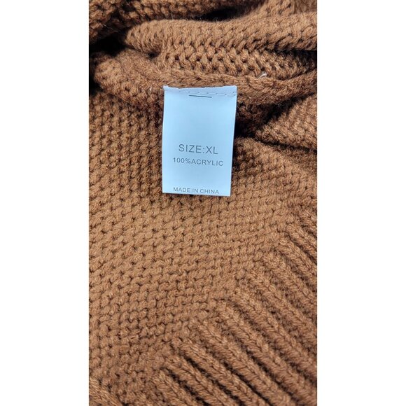 Cowl Neck Sweater Tunic Distressed Knit Rust/Brown Womens XL New in Bag - Picture 5 of 9
